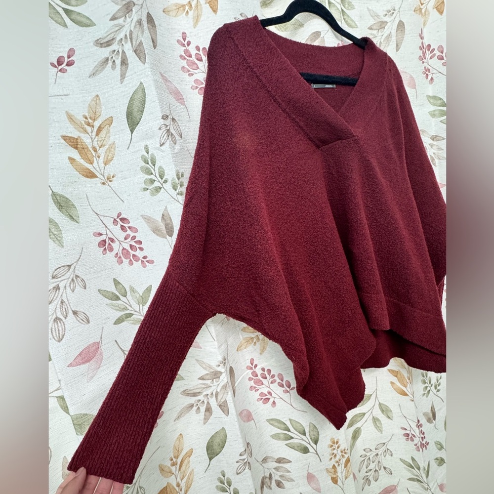 Anthropologie Burgundy V-Neck Sweater - Picture 5 of 8